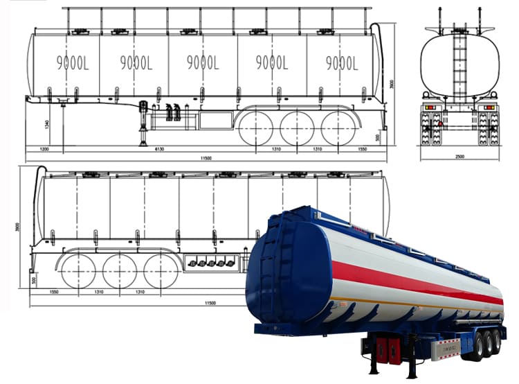 3 Axle 45000L Fuel Tanker Semi Trailer in Mali