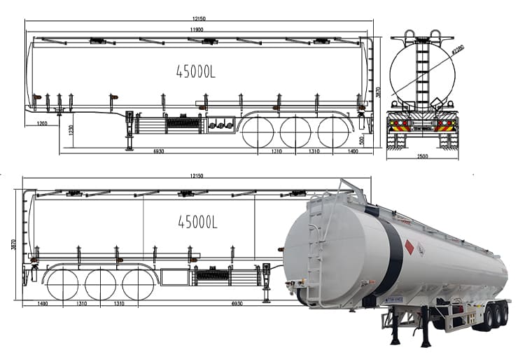 Tri Axle 45000L Petrol Tanker Trailer Truck Price in Mali