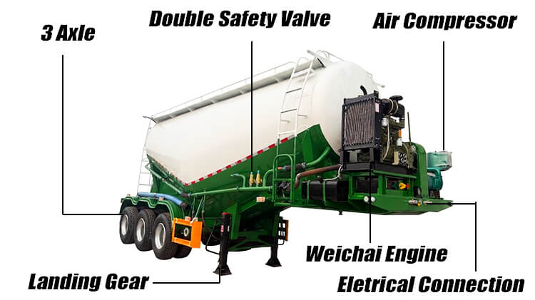 3 Axle 30 cbm Bulk Cement Tank Semi Trailer for Sale in Liberia