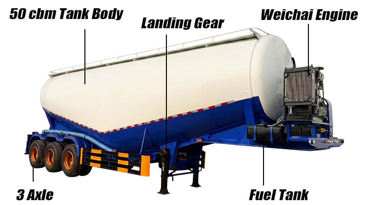 3 Axle 50 cbm 60 Ton Bulk Cement Trailer for Sale in Liberia