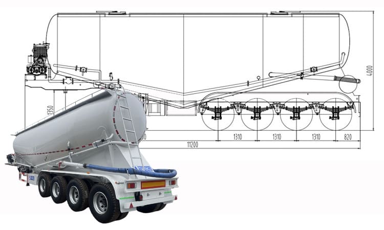50 CBM Dry Bulk Cement Tanker Semi Trailer for Sale in UAE