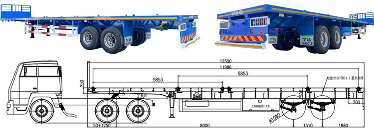 2 Axle 40ft Flat Deck Trailer for Sale In Guyana
