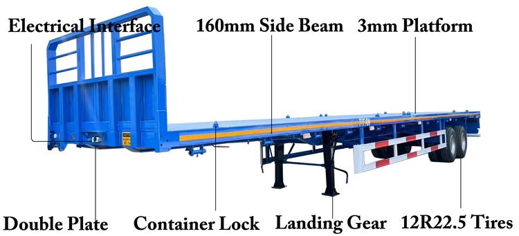 2 Axle 40ft Flat Deck Trailer for Sale In Guyana