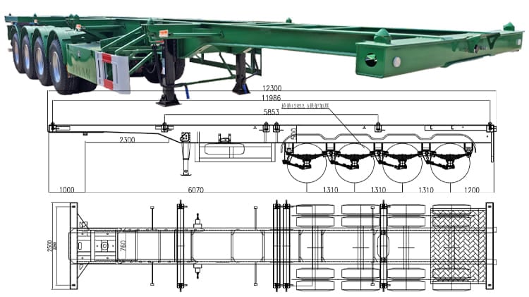 4 Axle 20 40 Foot Container Chassis Trailer for Sale in Jamaica
