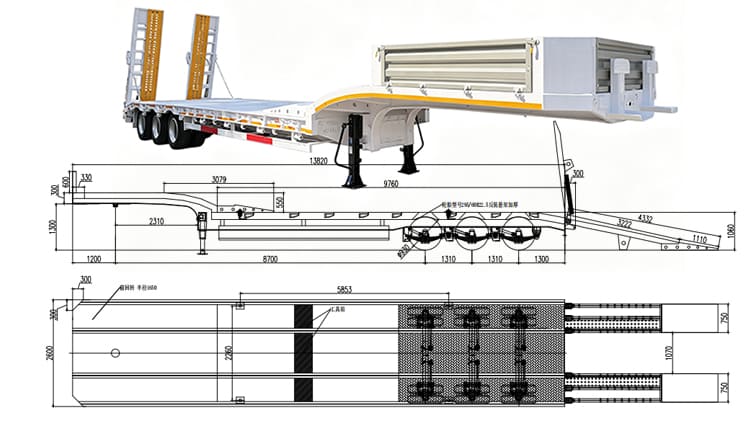 TITAN Lightweight 3 Axle Lowbed Semi Trailer for Sale in Tanzania