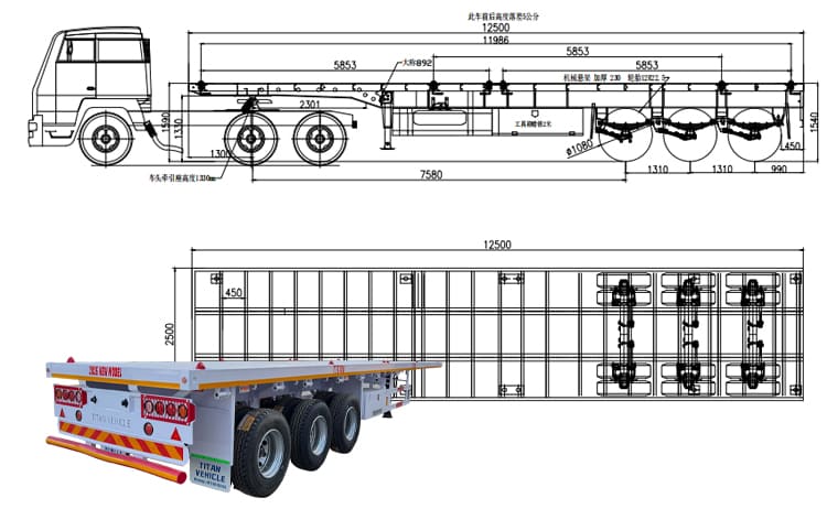 40 Foot Flat Bed Trailer Price for Sale Near Me in Sierra Leone