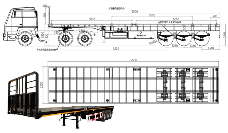Tri Axle 40 Ft Flatbed Trailer for Sale in Sierra Leone