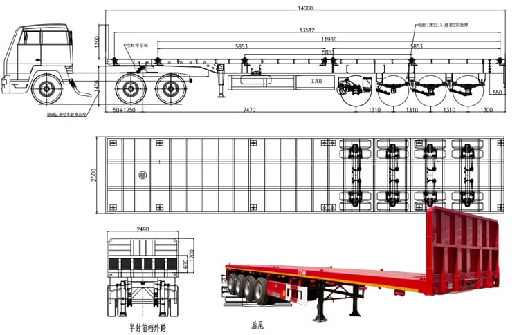 Heavy Duty 4 Axle Semi Flatbed Trailer for Sale in Sierra Leone