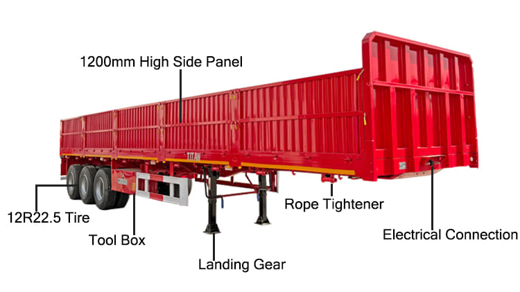 60T 3 Axle Side Wall Semi Trailer for Sale in Zimbabwe