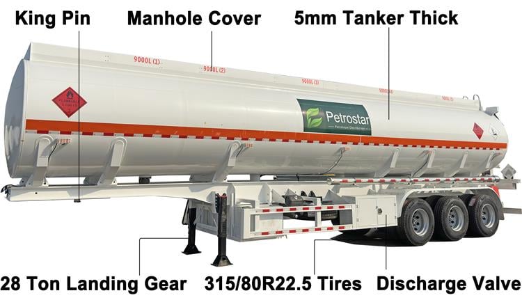 3 Axle 45000 Liters Oil Tanker Trailer with 5 Compartment for Sale In DR Congo