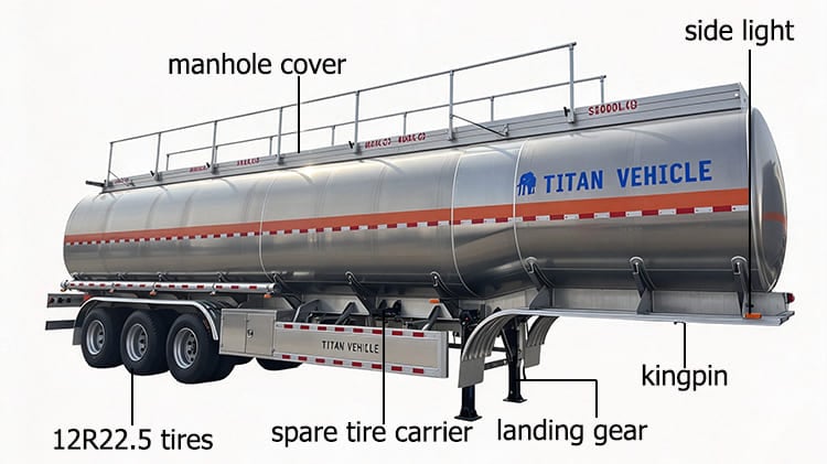 TITAN 50000L Aluminum Fuel Tanker Trailer for Sale in Tanzania