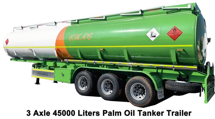 3 Axle 45000 Liters Palm Oil Tanker Trailer for Sale In Zambia