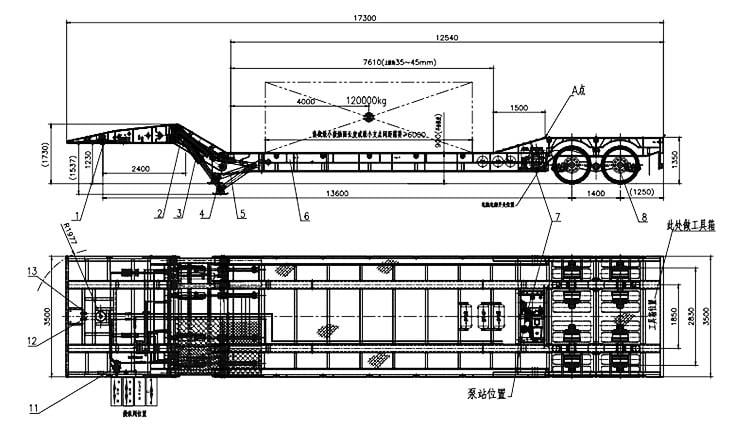 2 Line 4 Axle 120 Ton Folding Gooseneck Trailer for Sale