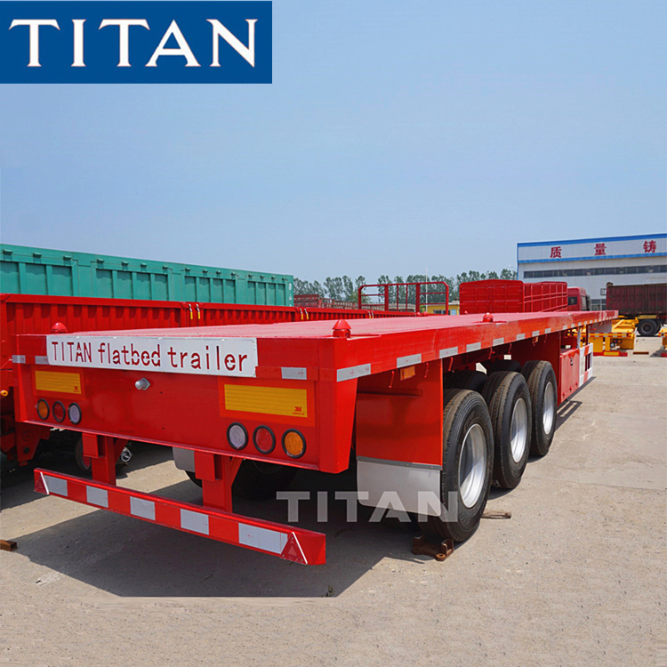 Tri axle semi trailer container flatbed for sale