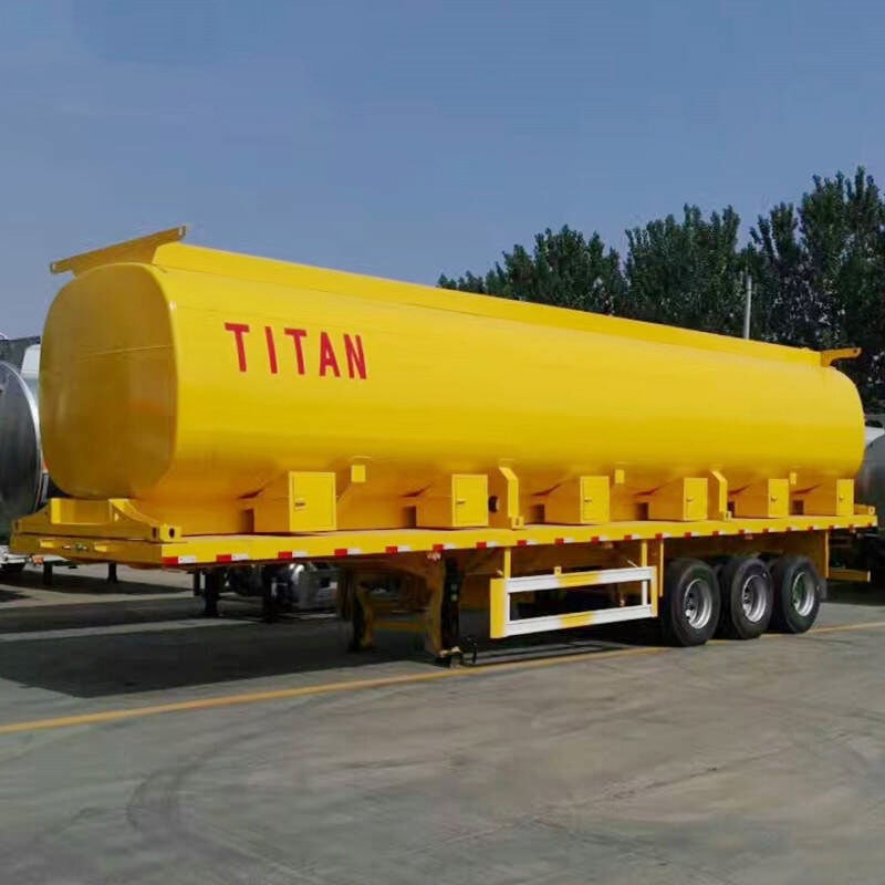 3 Axles Flatbed Trailer with Fuel Tanker