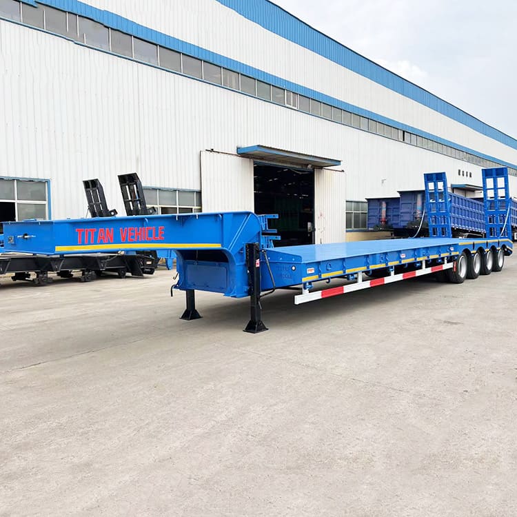 80 Ton 4 Axle Semi Low Bed Container Trailer 