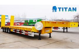 80 Ton 4 Axle Low Bed Trailer with Hydraulic Ramp